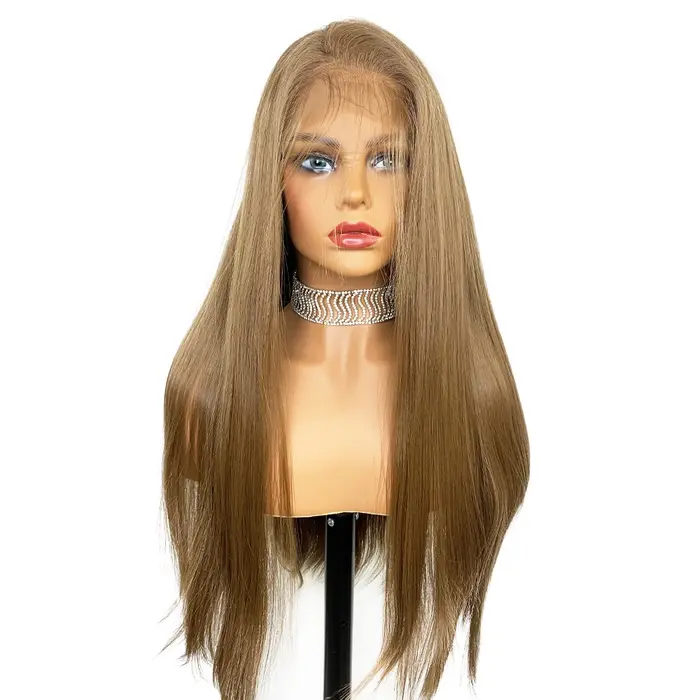 YYsoo-Perruque blonde droite soyeuse pour femme