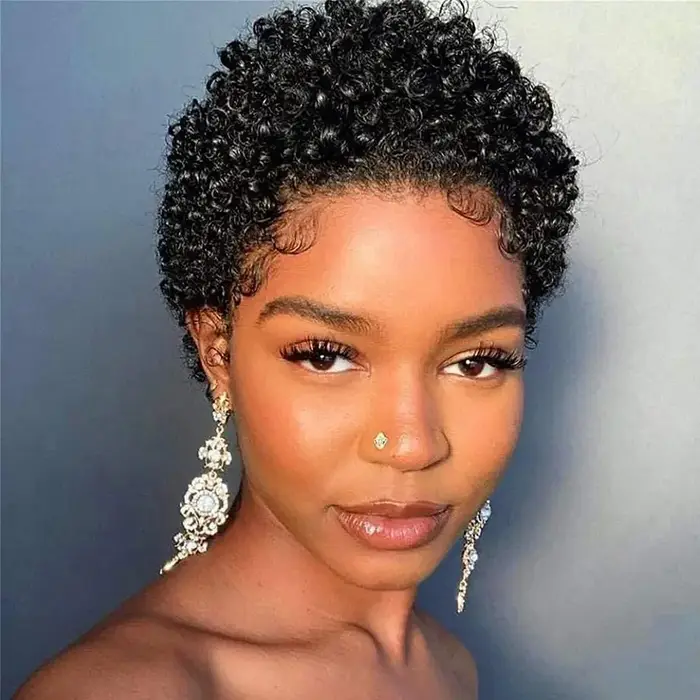 Perruques de cheveux humains Remy coupe lutin pour femmes