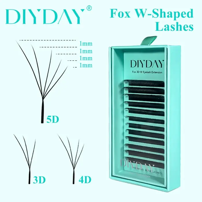 DIYDAY Fox 3D 4D 5D Extension de cils moelleux en forme de W vaporeux Faux
