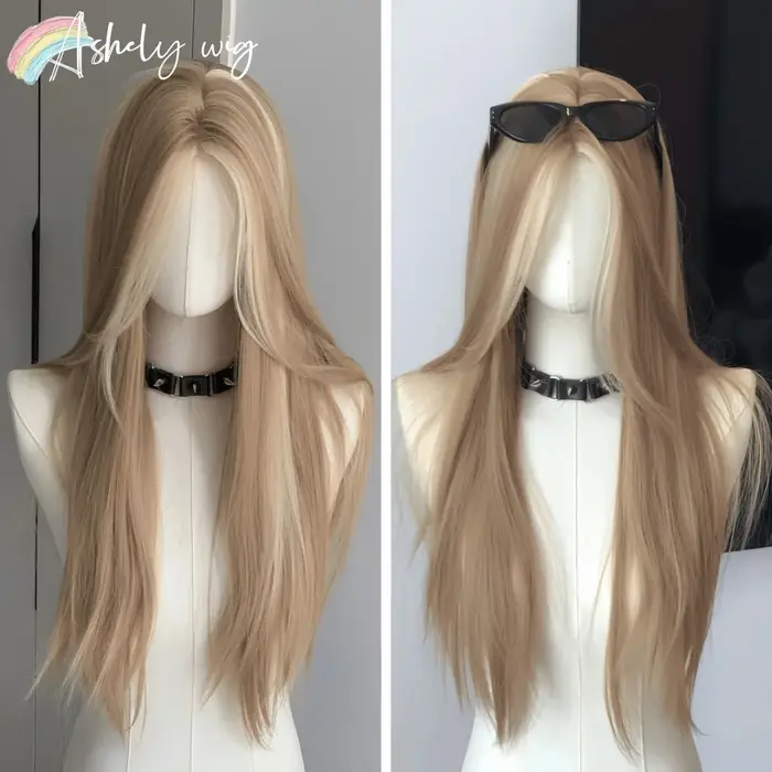 Ashely perruque pour femmes longue droite Blonde marron