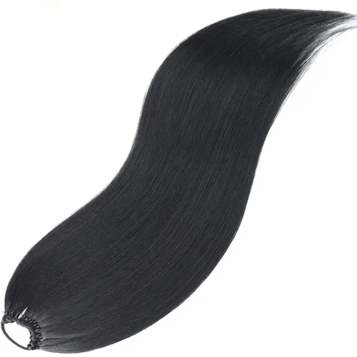 Extensions synthétiques queue de cheval 24 pouces, postiche tressée naturelle noire, postiche longue