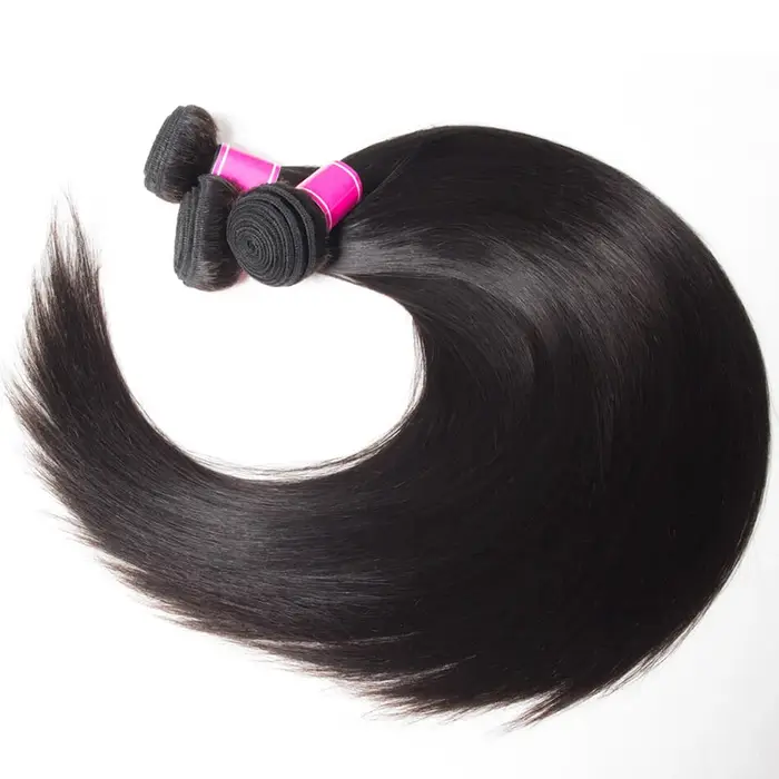 Extensions de cheveux humains vierges brésiliens lisses 12A non traités, double trame, 14-30 pouces