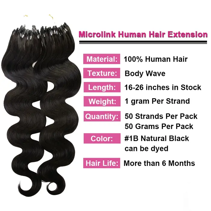 Extensions de cheveux Micro Link en cheveux humains