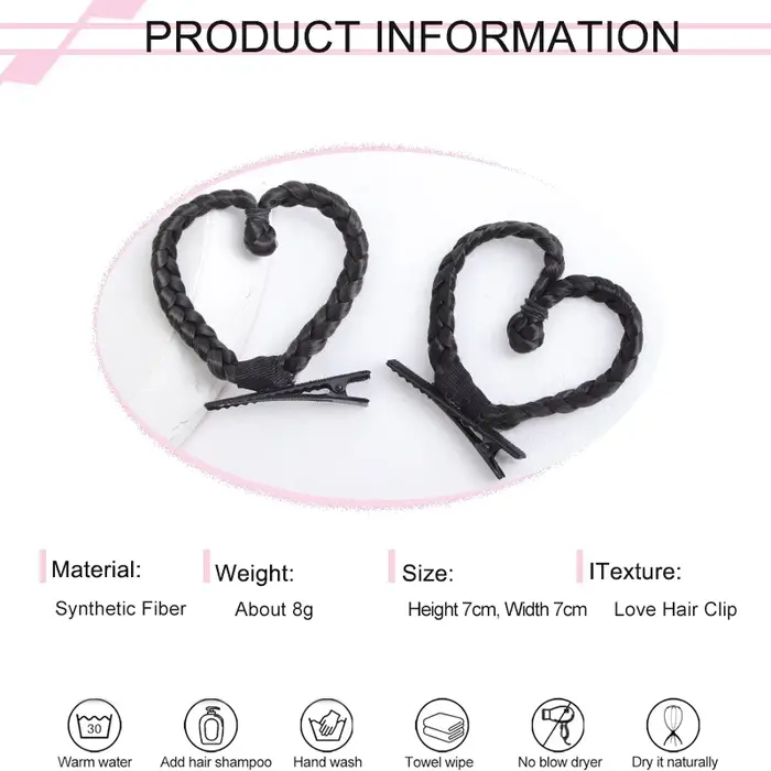 Barrette à cheveux en forme de cœur tressée