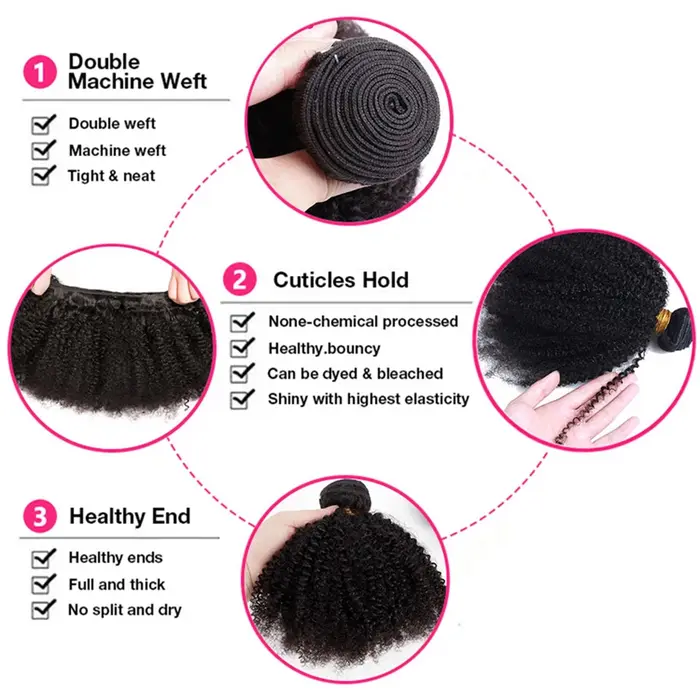Extensions de Cheveux Humains Afro Crépus Bouclés