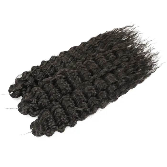 Extensions de cheveux synthétiques Ariel Ombre Blonde Deep Wave Braids, 300g/3 pièces, 24 pouces (60cm), Ombre Brown, cheveux bouclés torsadés au crochet