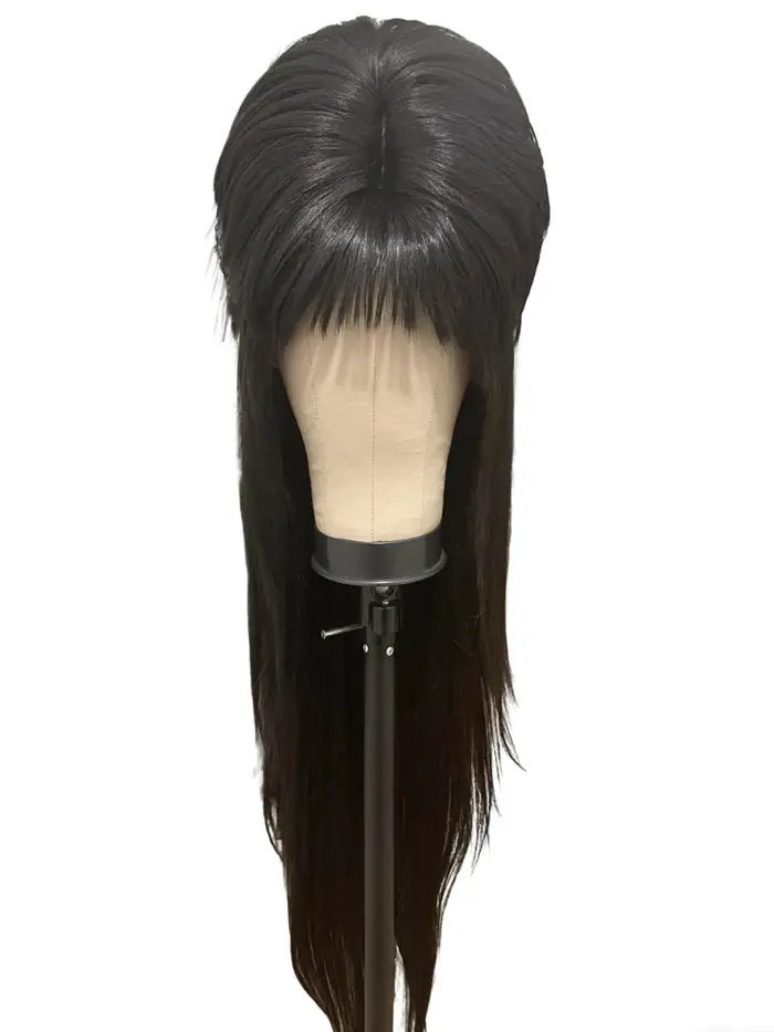 Perruque noire Elvira Mistress de 28 pouces pour accessoire de costume de cosplay