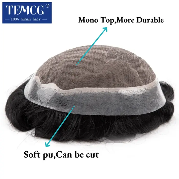 Toupet hommes perruque Durable Mono & doux Pu