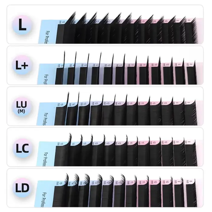 RUJADE L L + LC LD LU(M) Curl Extensions de cils individuelles Faux vison naturel Volume russe maqui