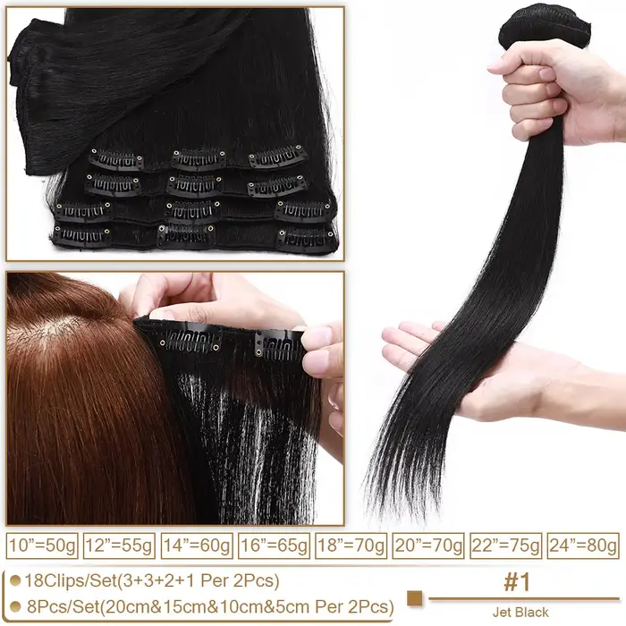 S-noilite-Extensions de Cheveux Naturels, Postiche Lisse et Fine, 10-24 Pouces, Pince pour Tête Comp