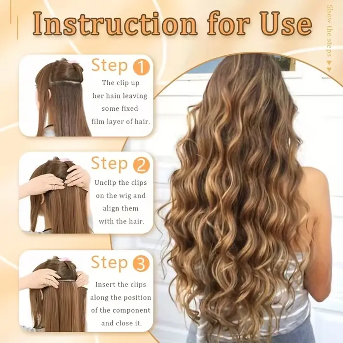 Extension capillaire synthétique bouclée et crépue de 22 pouces, postiche ample et ondulée à clipser pour femmes, 6 pièces/ensemble, pour le quotidien