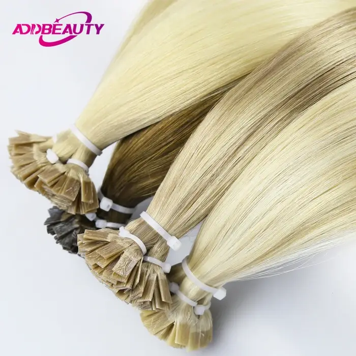 Extension de cheveux humains à pointe plate droite pour femmes 100%