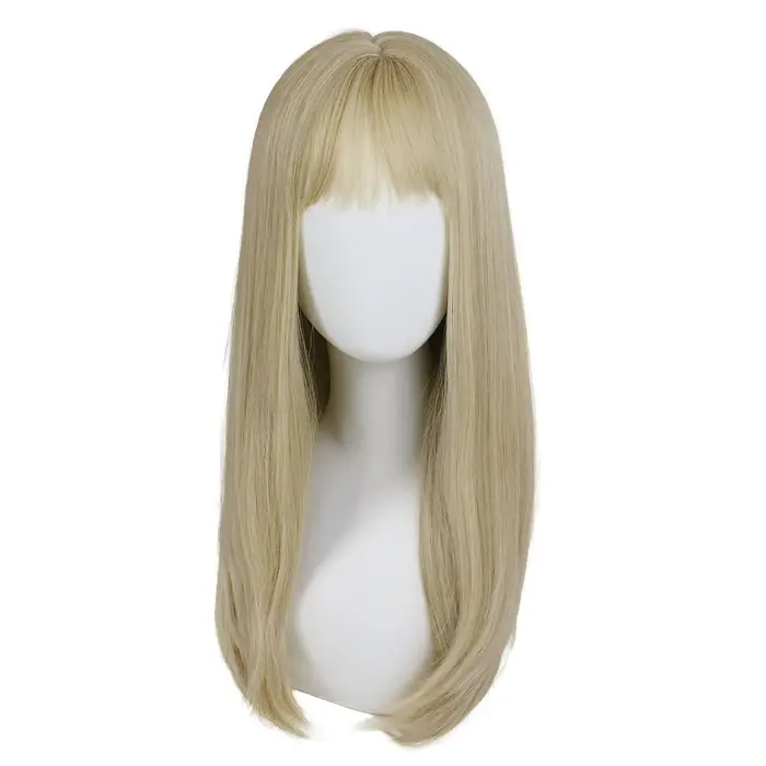 Perruque synthétique longue et lisse blanche pour femmes