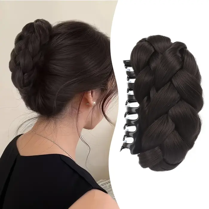 Postiche de chignon synthétique avec pince à griffe ovale