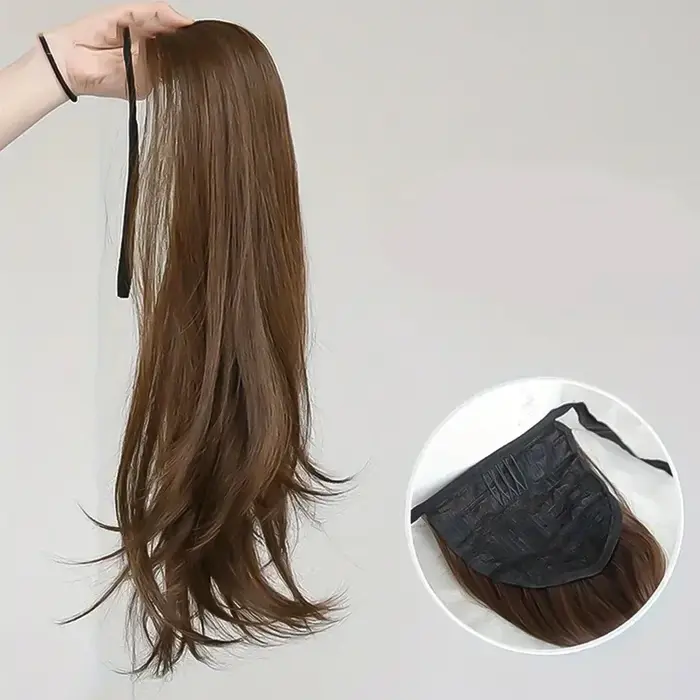 Postiche synthétique longue queue de cheval Extensions de cheveux noir brun perruques pour les femmes chaleur Reistan