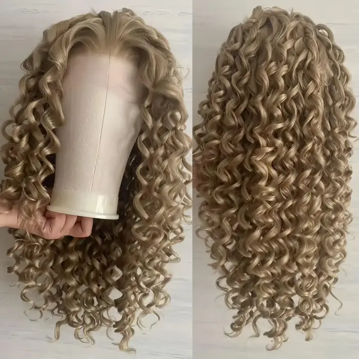 Perruques synthétiques bouclées blondes longues pour femmes