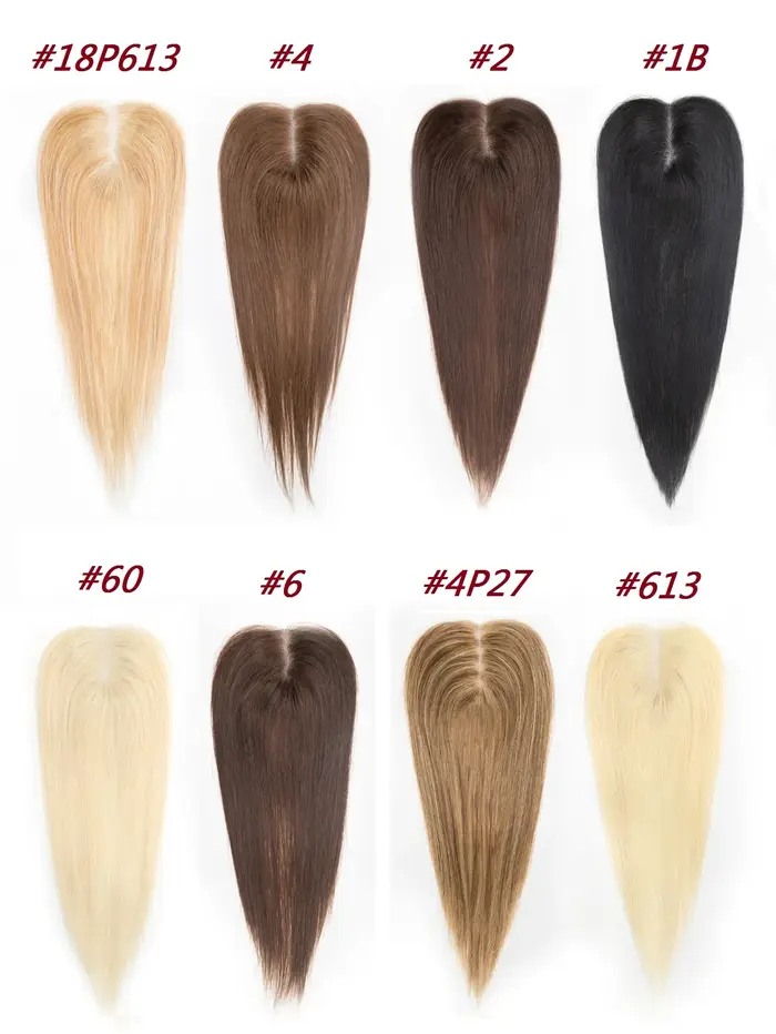 Cheveux humains Toppers 3x4 "Base tissée à la main 100% postiches réelles avec clips invisibles pour recler une
