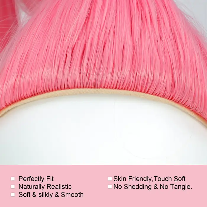 Perruque de Cosplay synthétique longue et lisse de 100CM avec frange, perruque de Cosplay rose viole