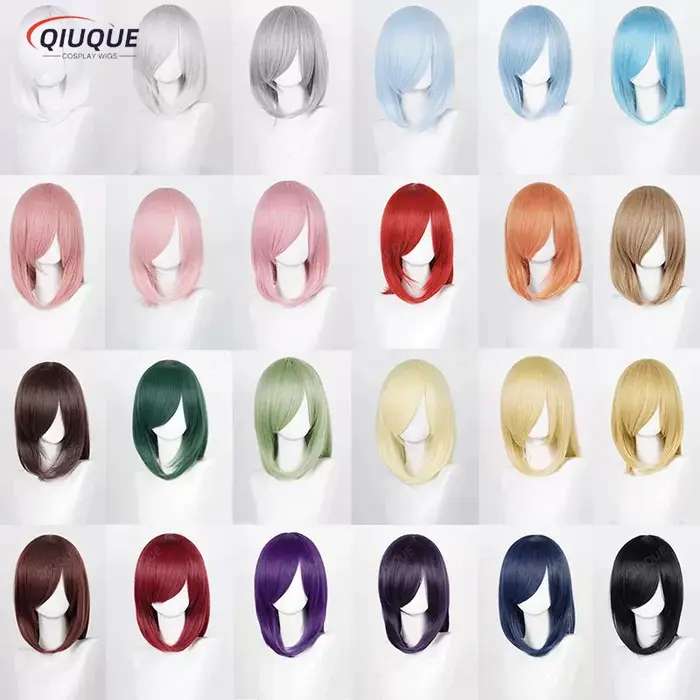 Perruque Anime Cosplay avec frange basique moyenne