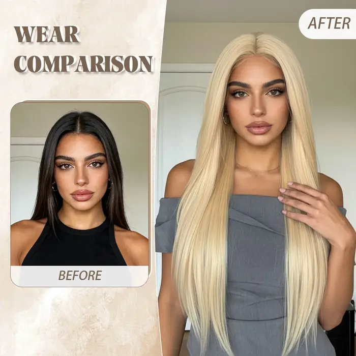 Perruque longue blonde pour femmes blanches