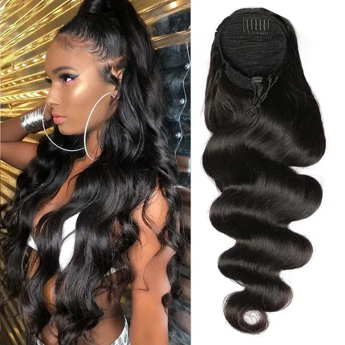 Queue de cheval Body Wave en cheveux humains naturels