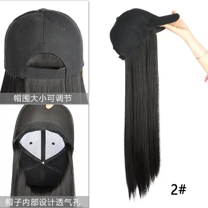 Perruque synthétique longue ondulée bouclée avec casquette de baseball, extensions de cheveux, perru
