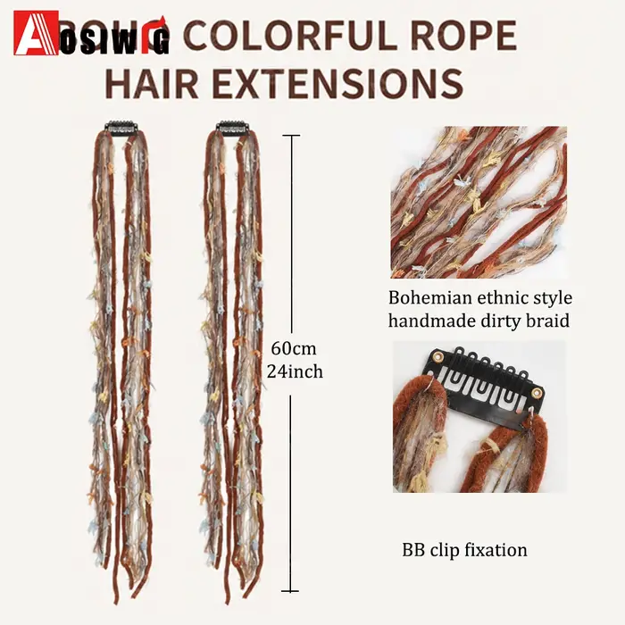 Extensions de cheveux tressées colorées à clipser