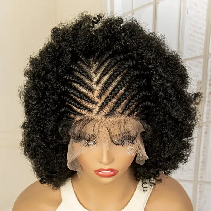 Perruque tressée Afro pleine dentelle pour femmes