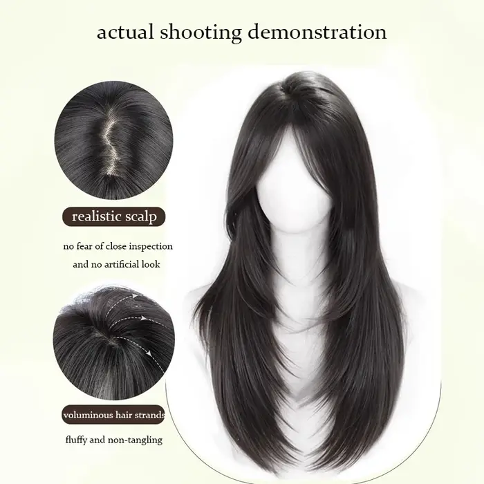 LUPU 24 pouces perruques cheveux noir perruque synthétique