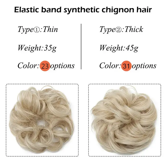 S-noilite bande élastique synthétique avec cheveux bouclés Chignon cheveux femmes cordon queue de ch