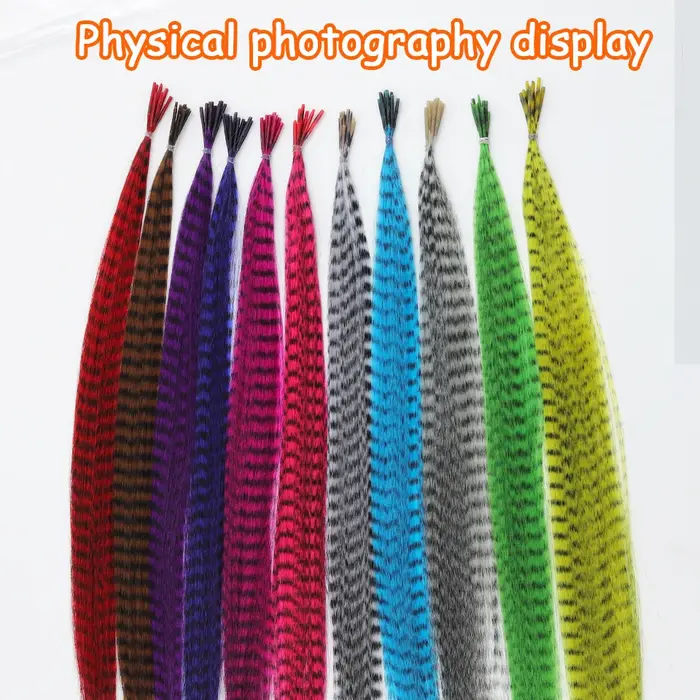 Extensions de cheveux synthétiques en plumes colorées