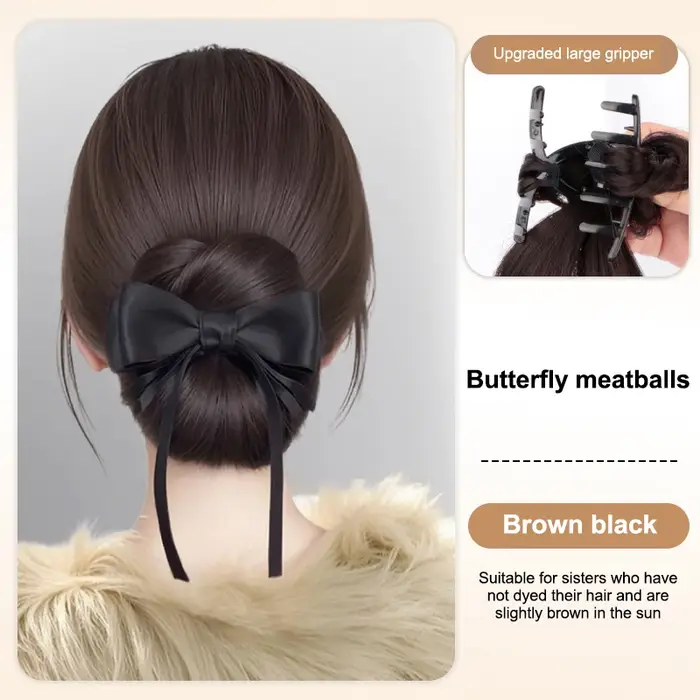 Postiche chignon en désordre Easy Updo ; Perruque droite à clipser pour femme ; Extension de chignon