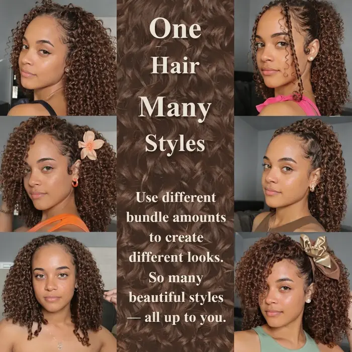 Chocolate Brown Crochet Human Hair Afro Kinky Burmese Curly Knotless Pre-Separated Crochet Feather H