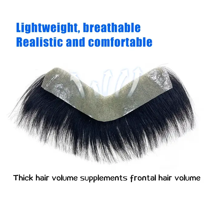 100% cheveux humains hommes PU V boucle avant toupet soigneusement pruneau naturel délié perruques R