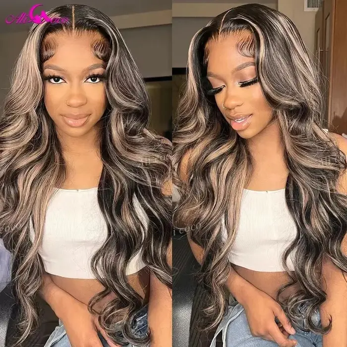 Perruque Naturelle à Reflets Blonds pour Femme