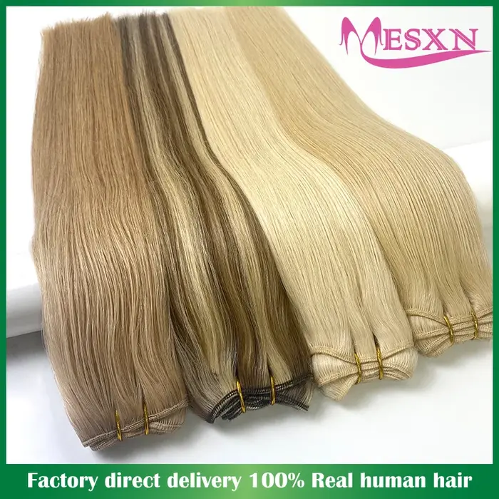 MESXN Extensions de trame de cheveux paquets européens Remy 100% Extension