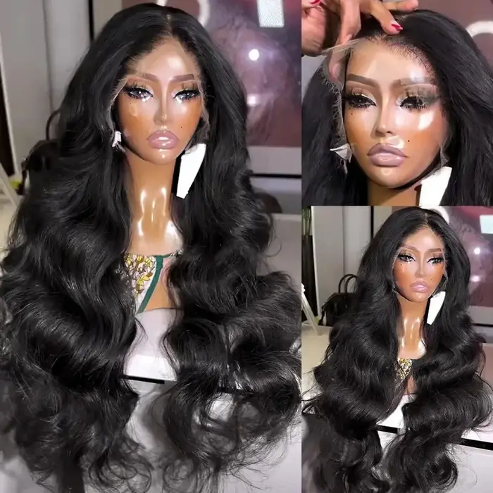Perruque Lace Frontal Wig synthétique Loose Wave noire