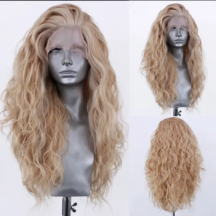 AIMEYA – perruque Lace Front Wig synthétique Blonde longue et ondulée
