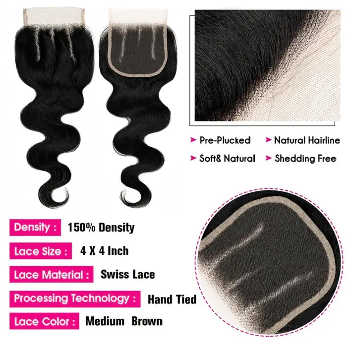 Tissage en lot brésilien naturel Body Wave birman