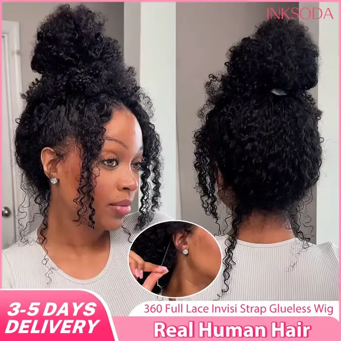 Perruque Deep Wave 360 HD Full Lace Front, Cheveux Humains Brésiliens Véritables, Pré-Pluckée, Bande