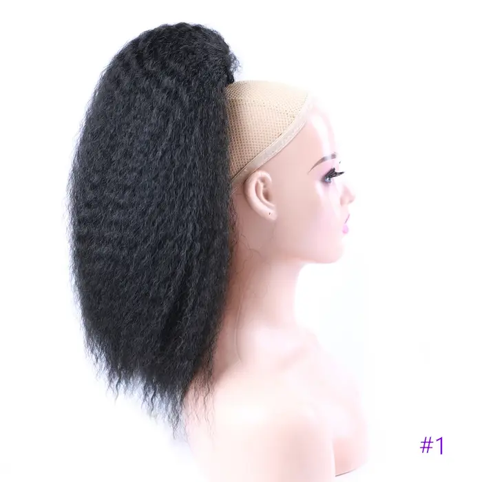 Faux cordon synthétique queue de cheval Extension de cheveux élastique pour les femmes crépus bouclé