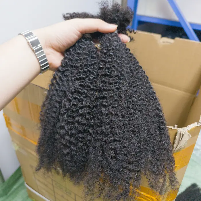 100% paquets de cheveux humains pour Locs tresses 4C Afro crépus bouclés Extension en vrac tresse 16 pouces