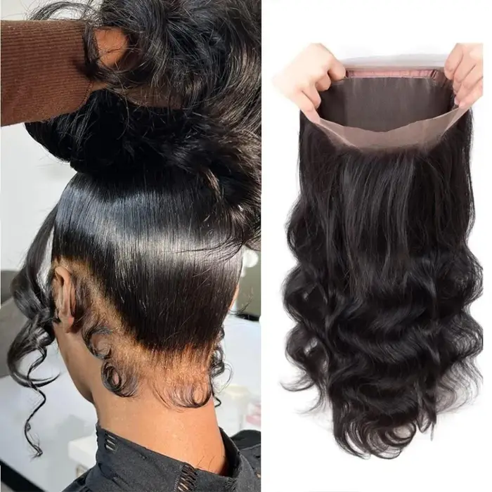 Perruques frontales en dentelle HD 360 Body Wave en cheveux humains pré-épilées brésiliennes pour fe