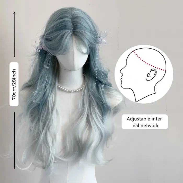 OLACARE synthétique longue bouclée ondulée Lolita dentelle perruque avec frange