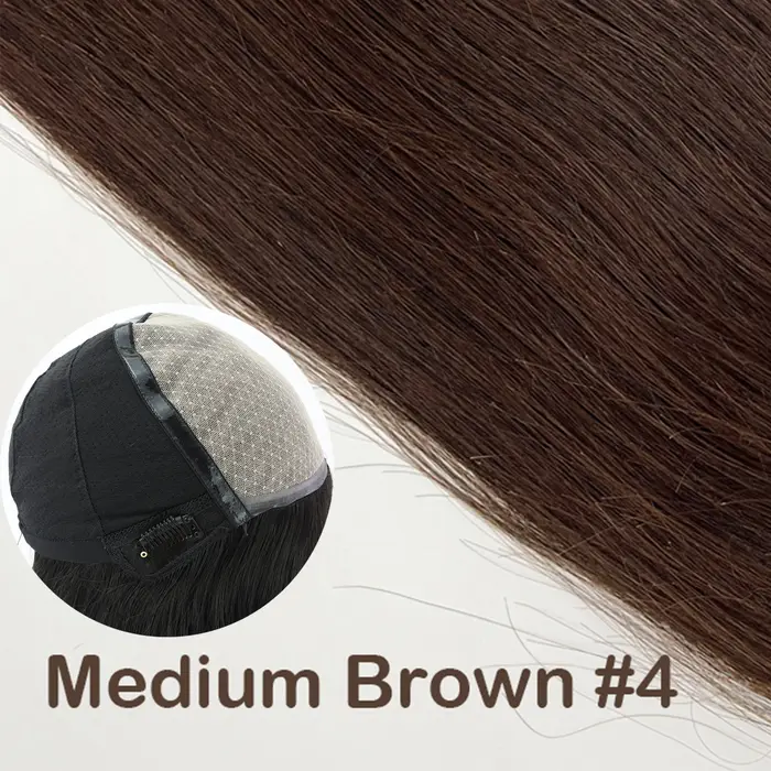 Perruque de cheveux humains européens vierges avec frange, 6x6 pouces, perruque à Base de soie pour 