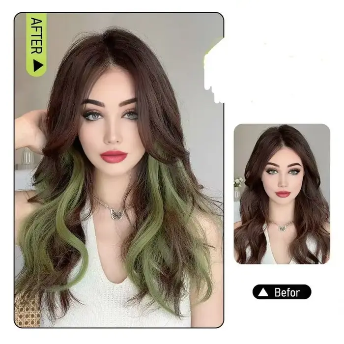 Ensemble de 2 extensions de cheveux bouclés colorés synthétiques de 50 cm