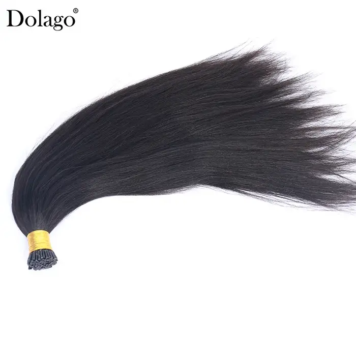 Mèches Brésiliennes Naturelles Noires, Cheveux Crépus Lisses, Yaki Clair, Microlinks, pour Femme