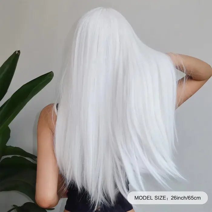 Perruques synthétiques longues et droites blanches pour femmes, cheveux artificiels colorés pour fêt