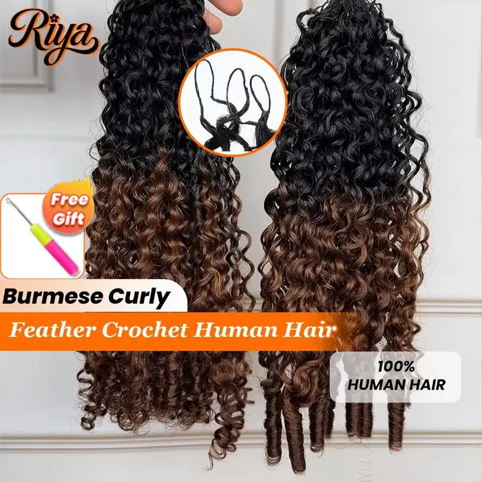 Extensions de tresses au Crochet en plumes bouclées birmans de 3e génération
