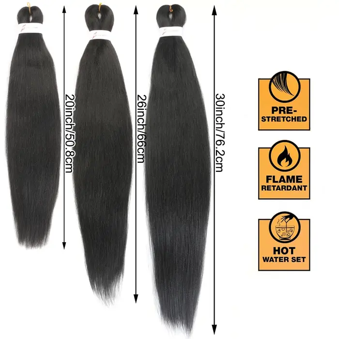 8 paquets de cheveux tressés pré-étirés 30 pouces/26 pouces/20 pouces Extensions